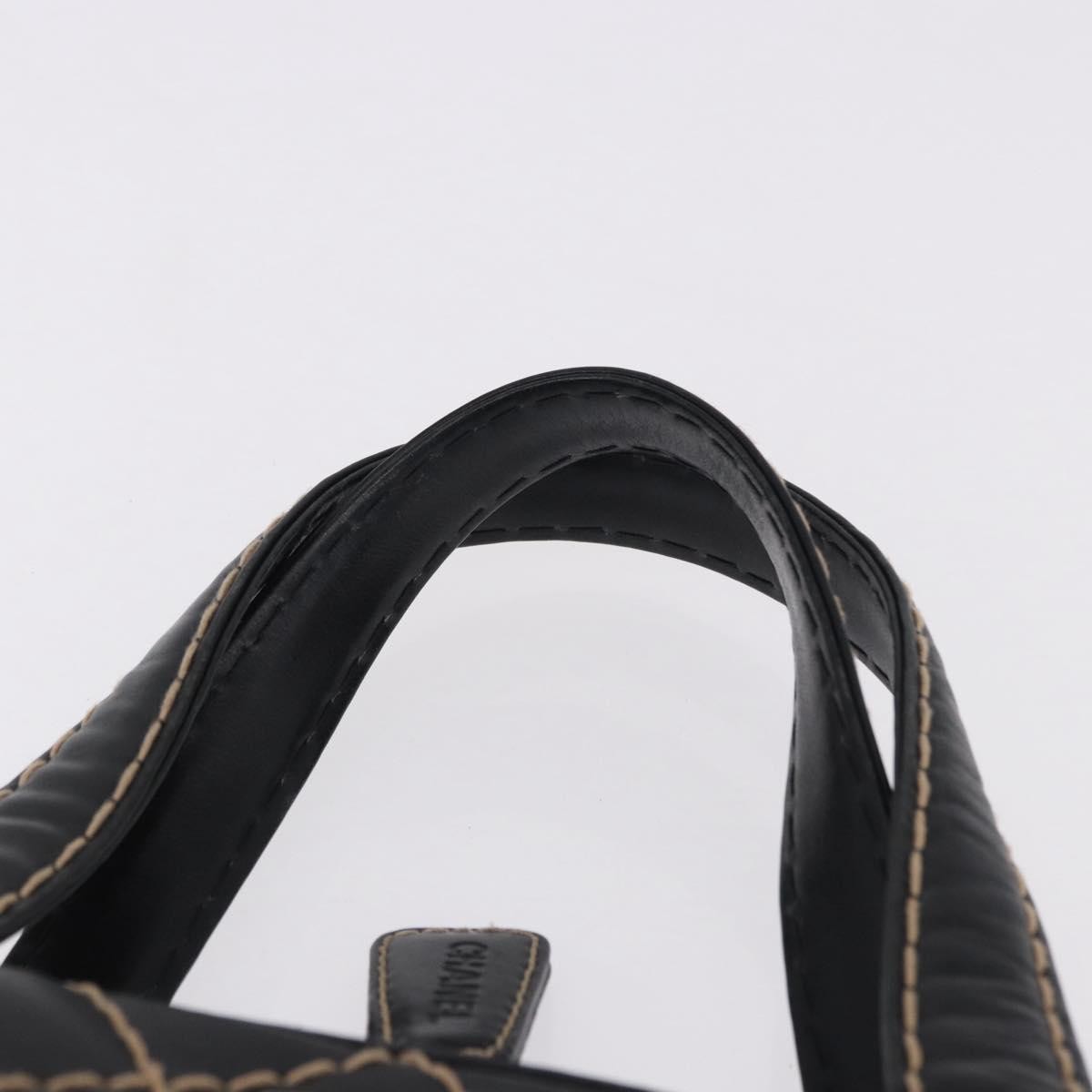 Chanel Surpique Zip Around Satchel Quilted Leather Black Leather Handbag (Pre-Owned)