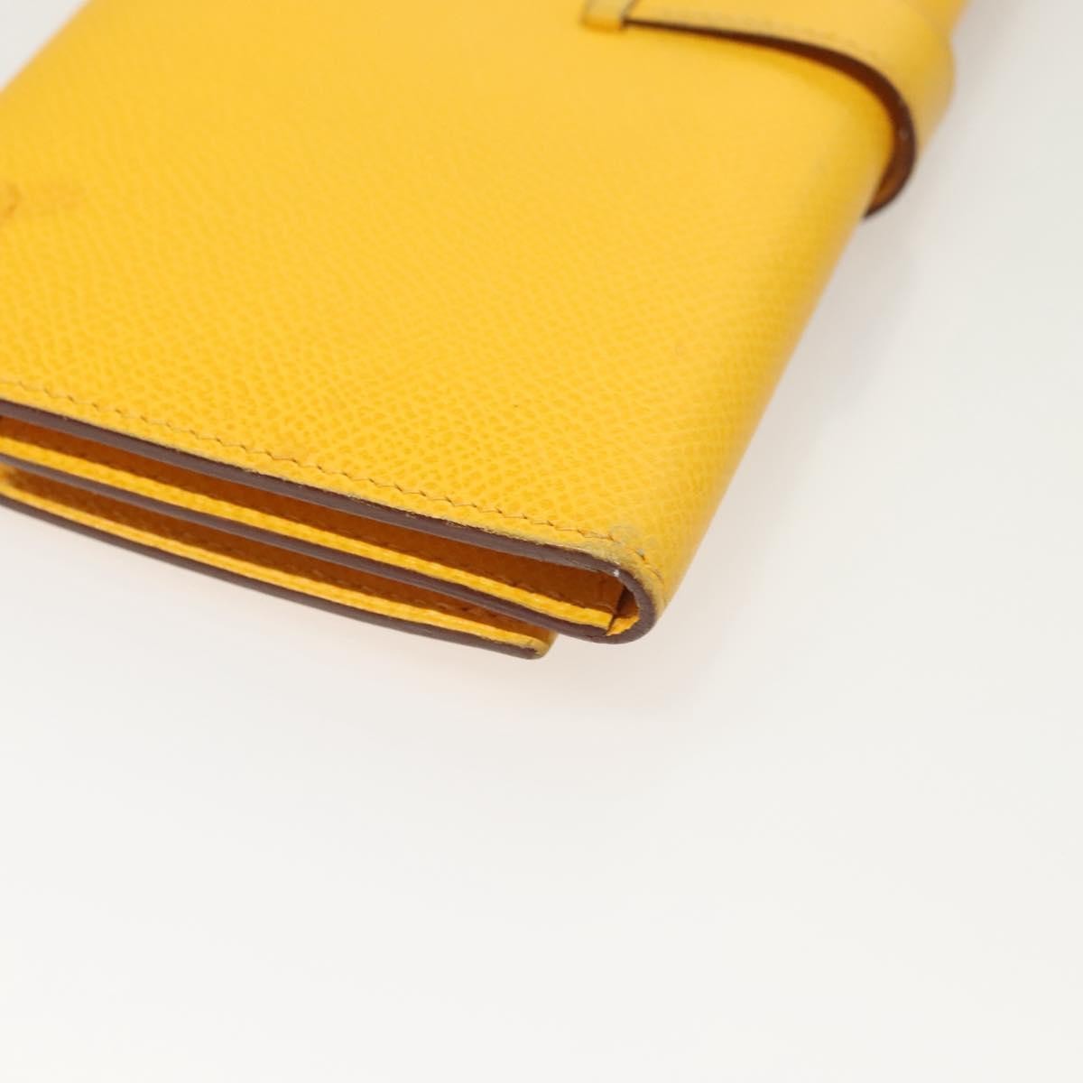 Hermes Bearn Epsom Yellow Leather Wallets Accessory (Pre-Owned)