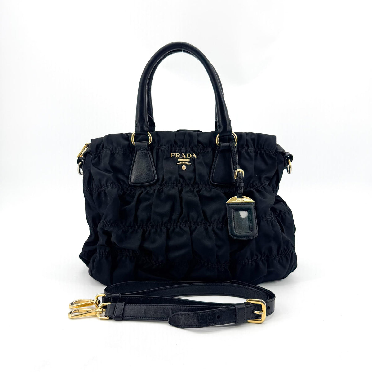 Prada Gaufre Convertible Tessuto Black Nylon Tote Bag Bag (Pre-Owned)