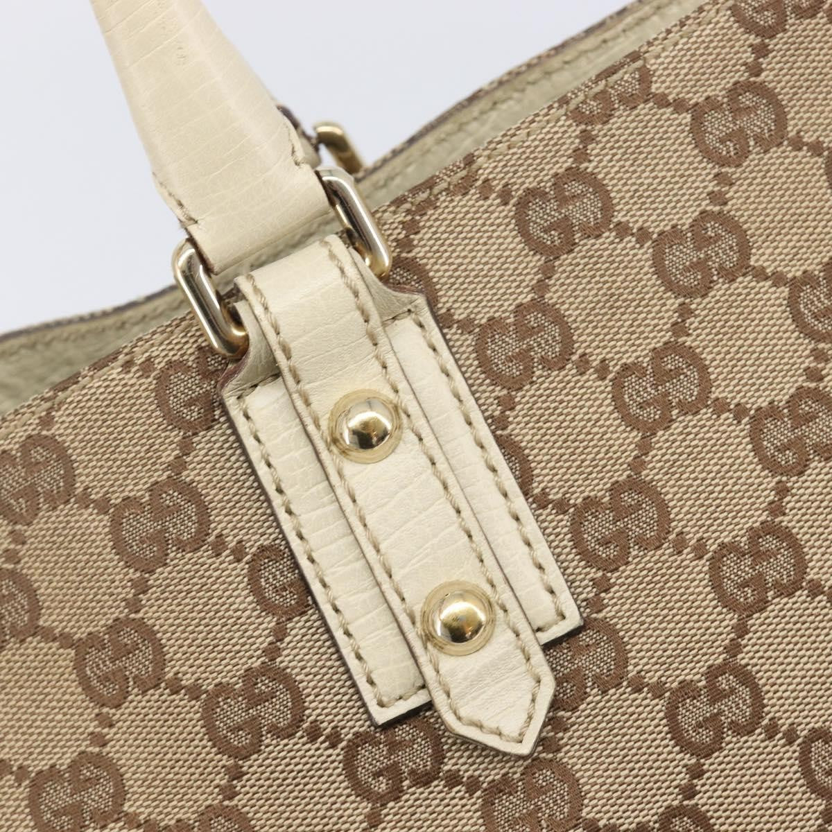 Gucci Horsebit Handle Gg Canvas Beige Canvas Tote Bag Bag (Pre-Owned)