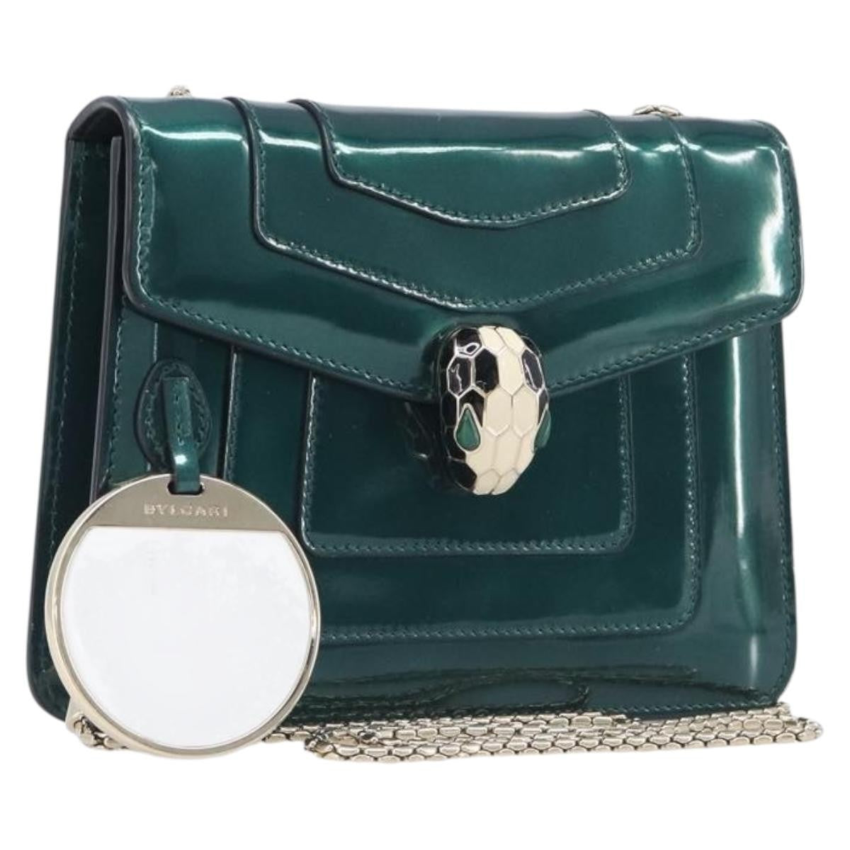 Bvlgari Serpenti Forever Patent Green Patent_Leather Shoulder Bag Bag (Pre-Owned)