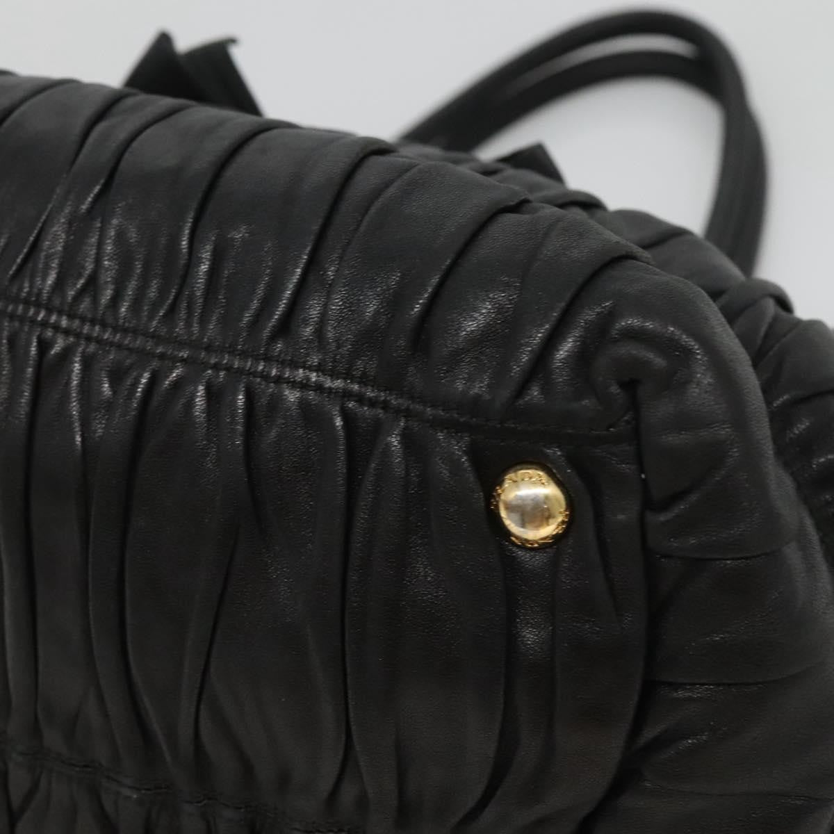 Prada Nappa Gaufre Bow Leather Black Leather Tote Bag Bag (Pre-Owned)