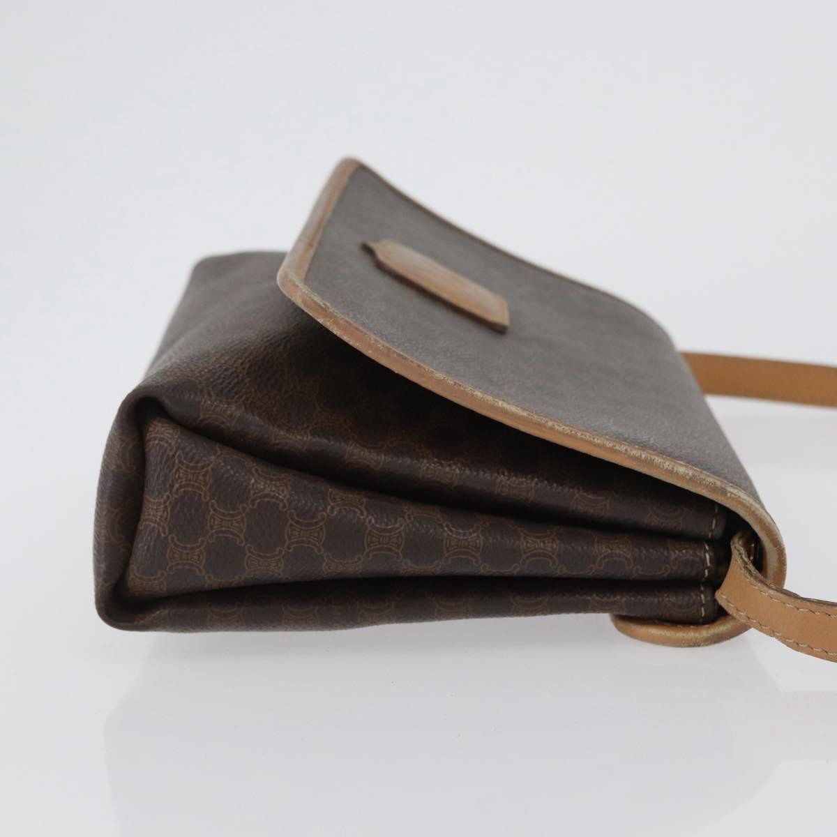 Celine Vintage Macadam Canvas And Leather Brown Canvas Shoulder Bag Bag (Pre-Owned)