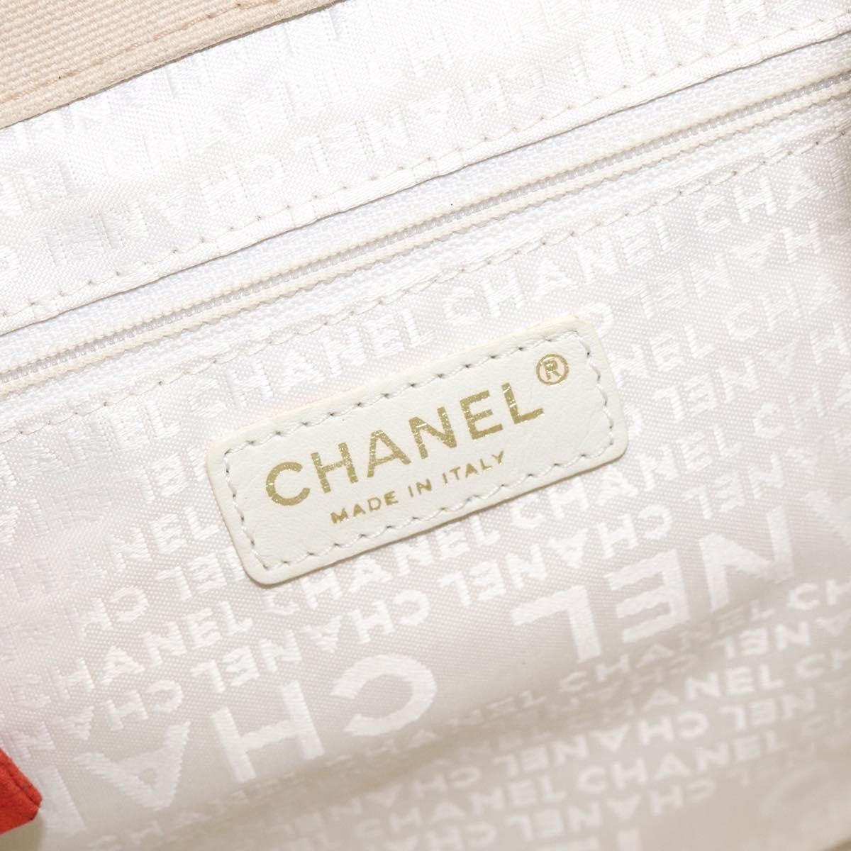 Chanel Chocolate Bar Coco Mark Canvas Beige Canvas Handbag (Pre-Owned)