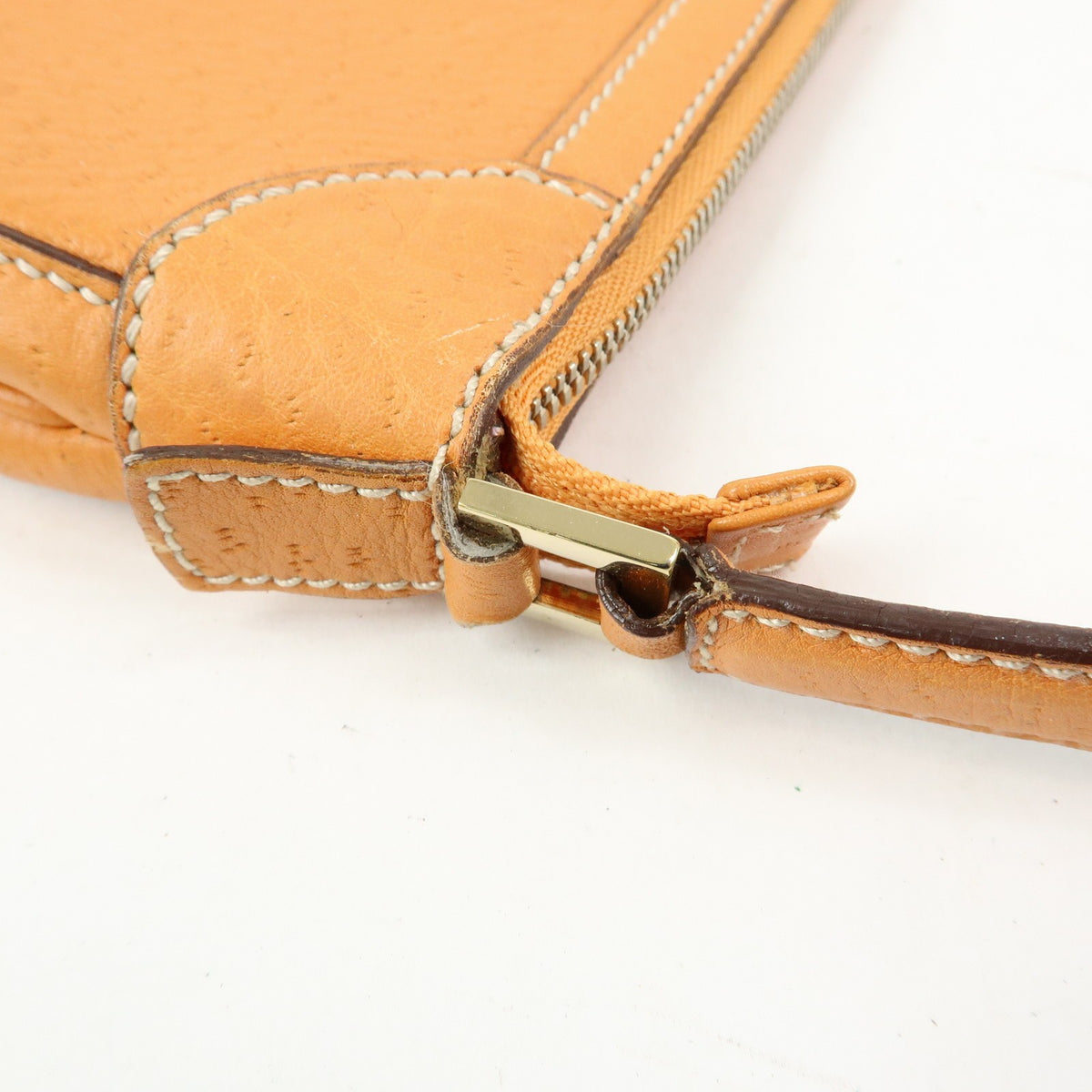 Salvatore Ferragamo Gancini Top Handle Leather Orange Leather Handbag (Pre-Owned)