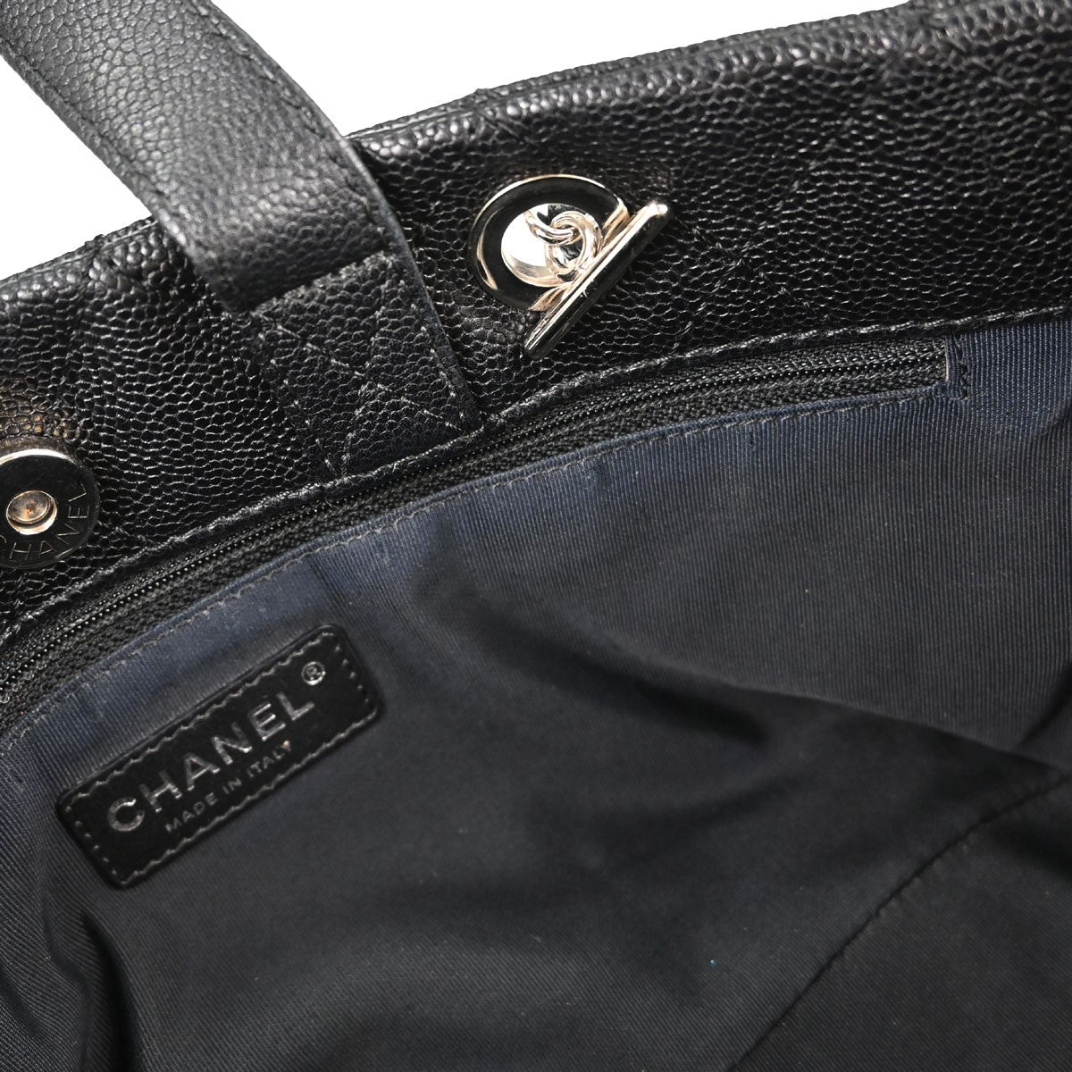 Chanel Timeless Cc Charm Quilted Caviar Black Leather Tote Bag Bag (Pre-Owned)