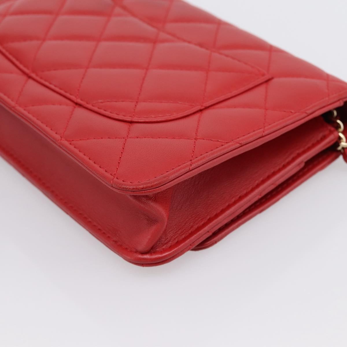 Chanel Wallet On Chain Quilted Lambskin Red Leather Wallets Accessory (Pre-Owned)