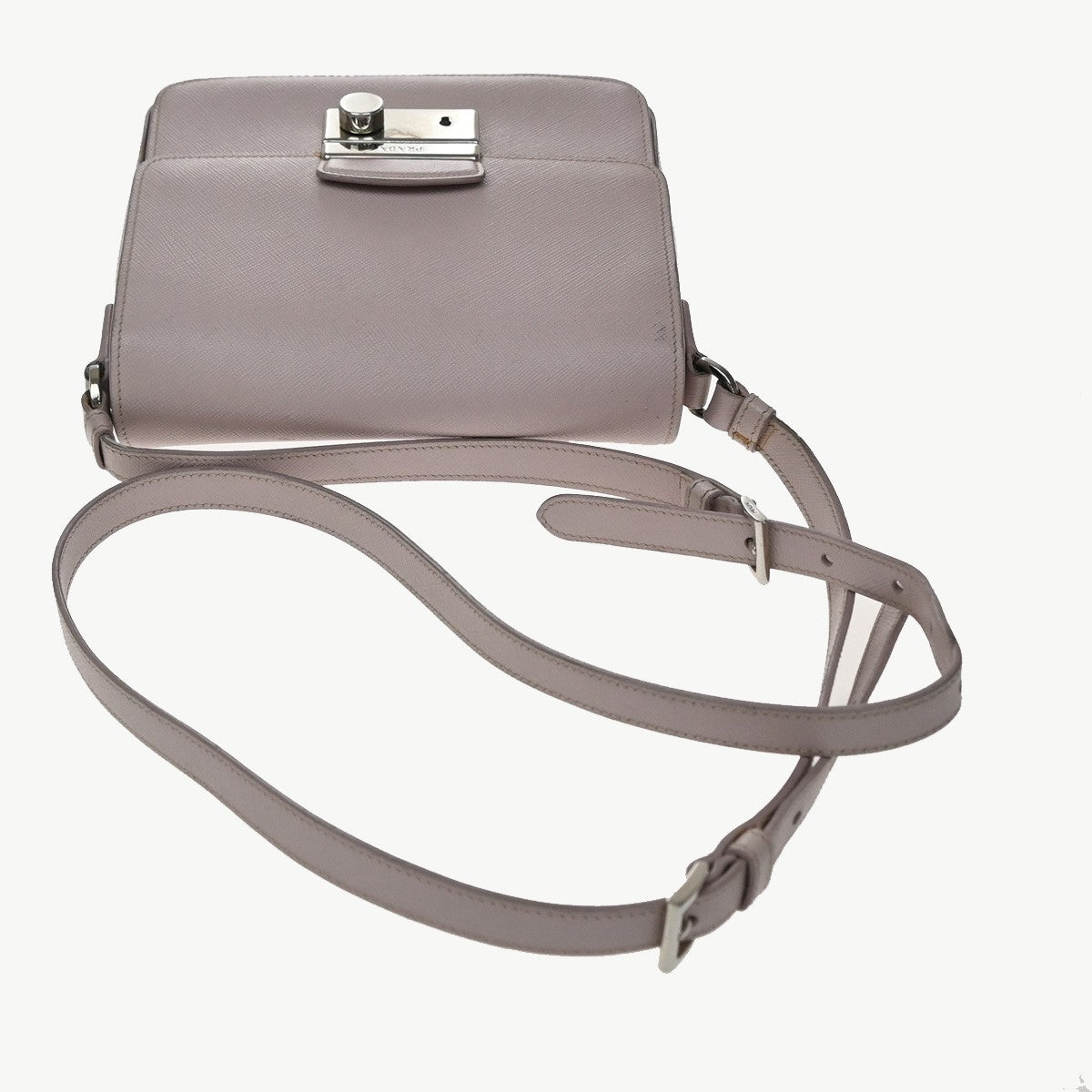 Prada Sound Flap Embroidered Saffiano Pink Leather Shoulder Bag Bag (Pre-Owned)