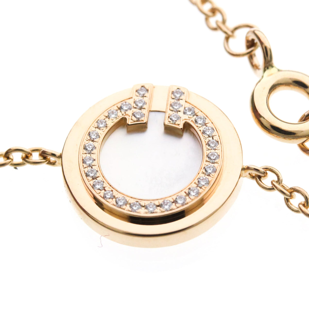 Tiffany & Co. T Circle Chain 18K Rose Gold With Mother Of Pearl And Diamonds Gold Pink_Gold Bracelet Jewelry (Pre-Owned)