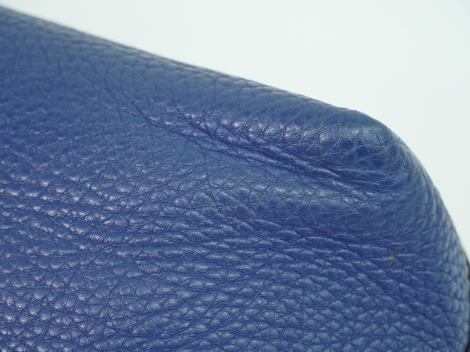 Prada Embossed Logo Open Tote Leather Blue Leather Tote Bag Bag (Pre-Owned)