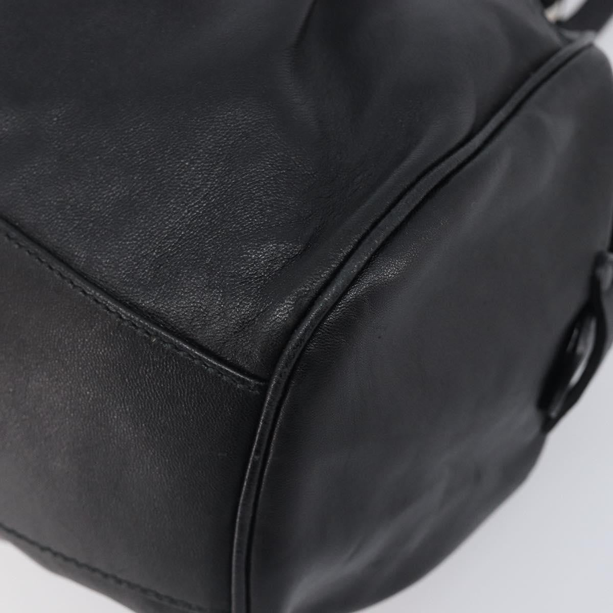 Salvatore Ferragamo Gancini Leather Black Leather Handbag (Pre-Owned)
