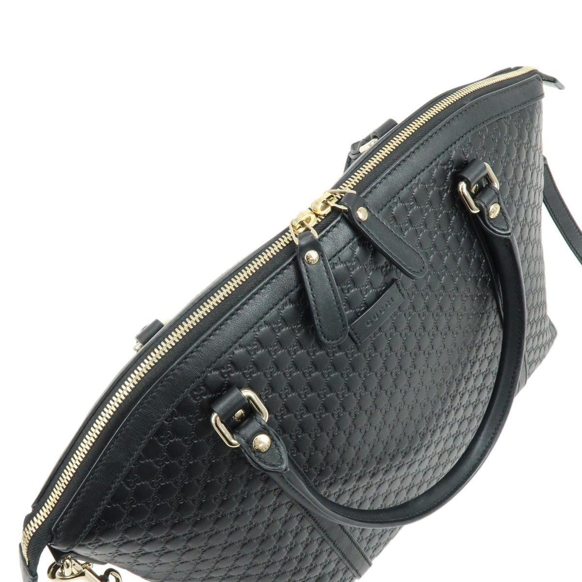 Gucci Guccissima Gg Leather Black Leather Handbag (Pre-Owned)
