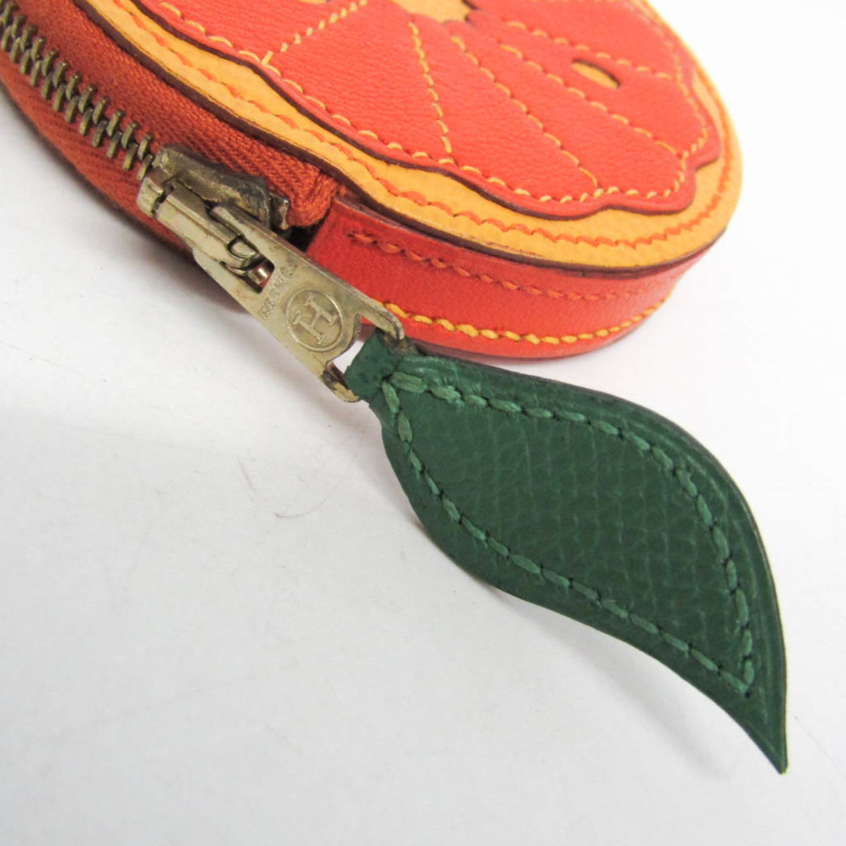 Hermes Orange Slice Coin Leather Orange Leather Clutche & Pouche Bag (Pre-Owned)