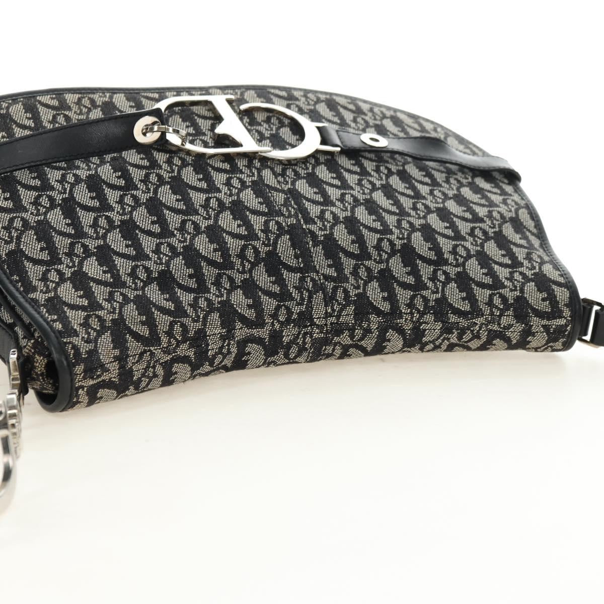 Christian Dior Vintage Cd Flap Messenger Diorissimo Canvas Black Canvas Shoulder Bag Bag (Pre-Owned)
