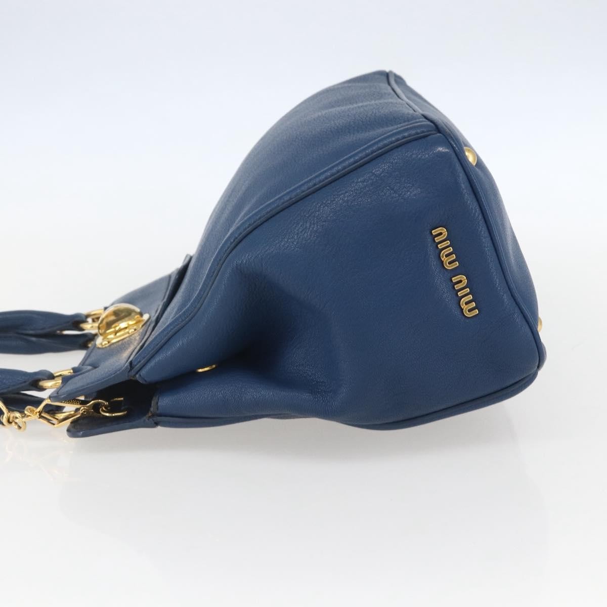 Miu Miu Vintage Leather Blue Leather Tote Bag Bag (Pre-Owned)