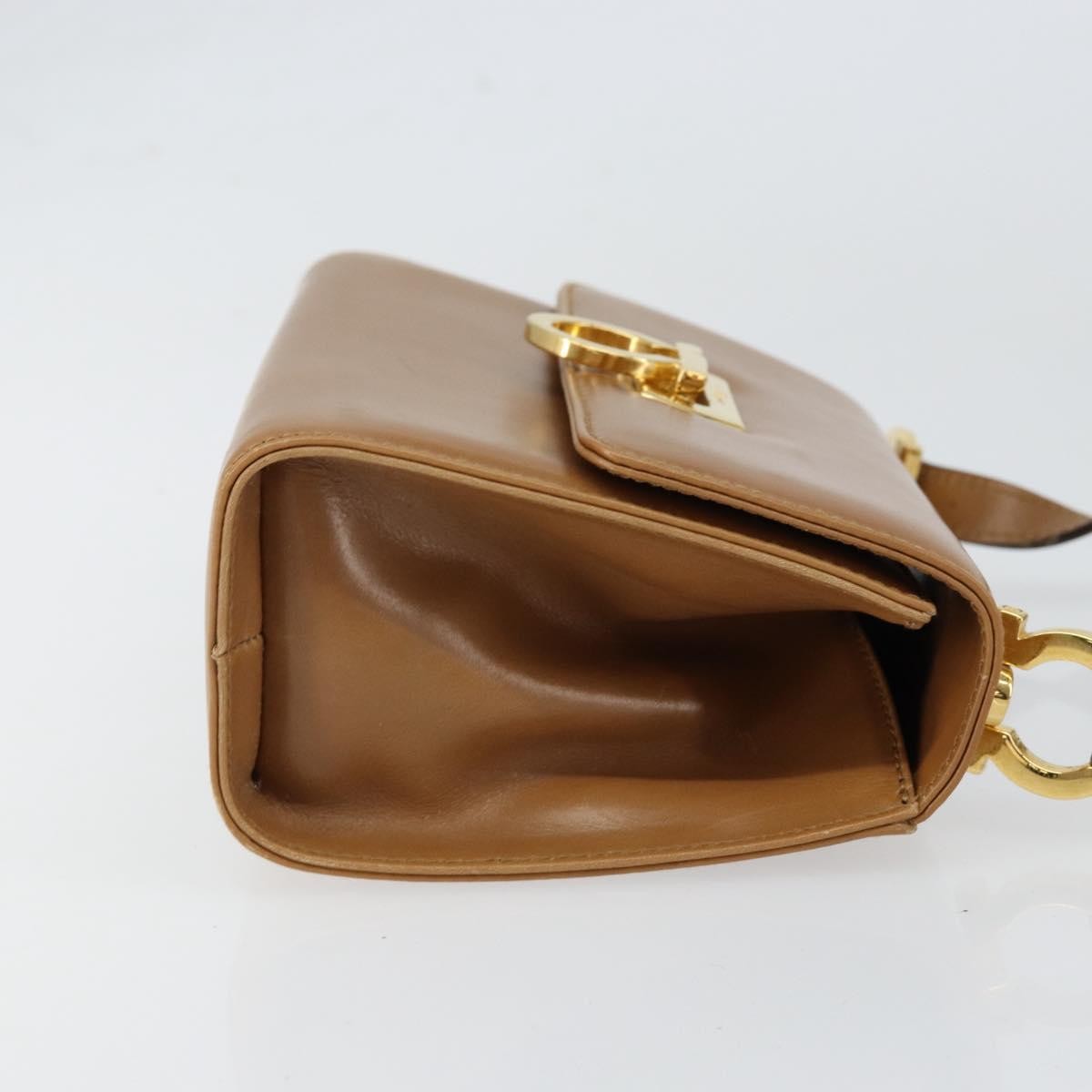 Salvatore Ferragamo Gancini Leather Brown Leather Shoulder Bag Bag (Pre-Owned)