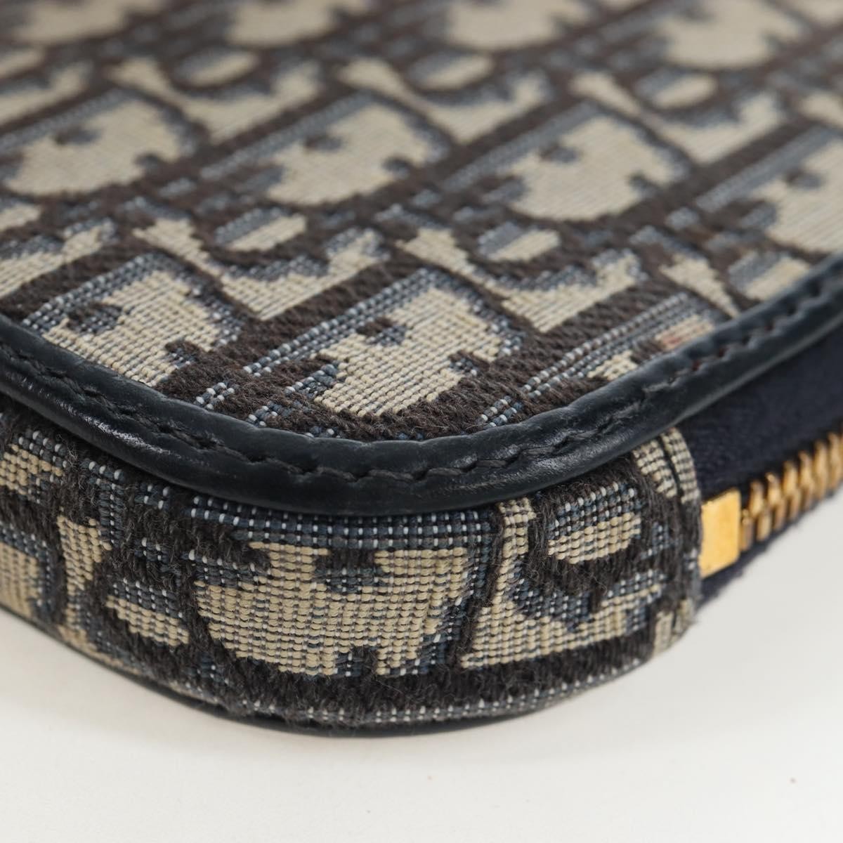 Christian Dior 30 Montaigne Phone Holder On Chain Oblique Canvas Navy Canvas Crossbody Bag Bag (Pre-Owned)