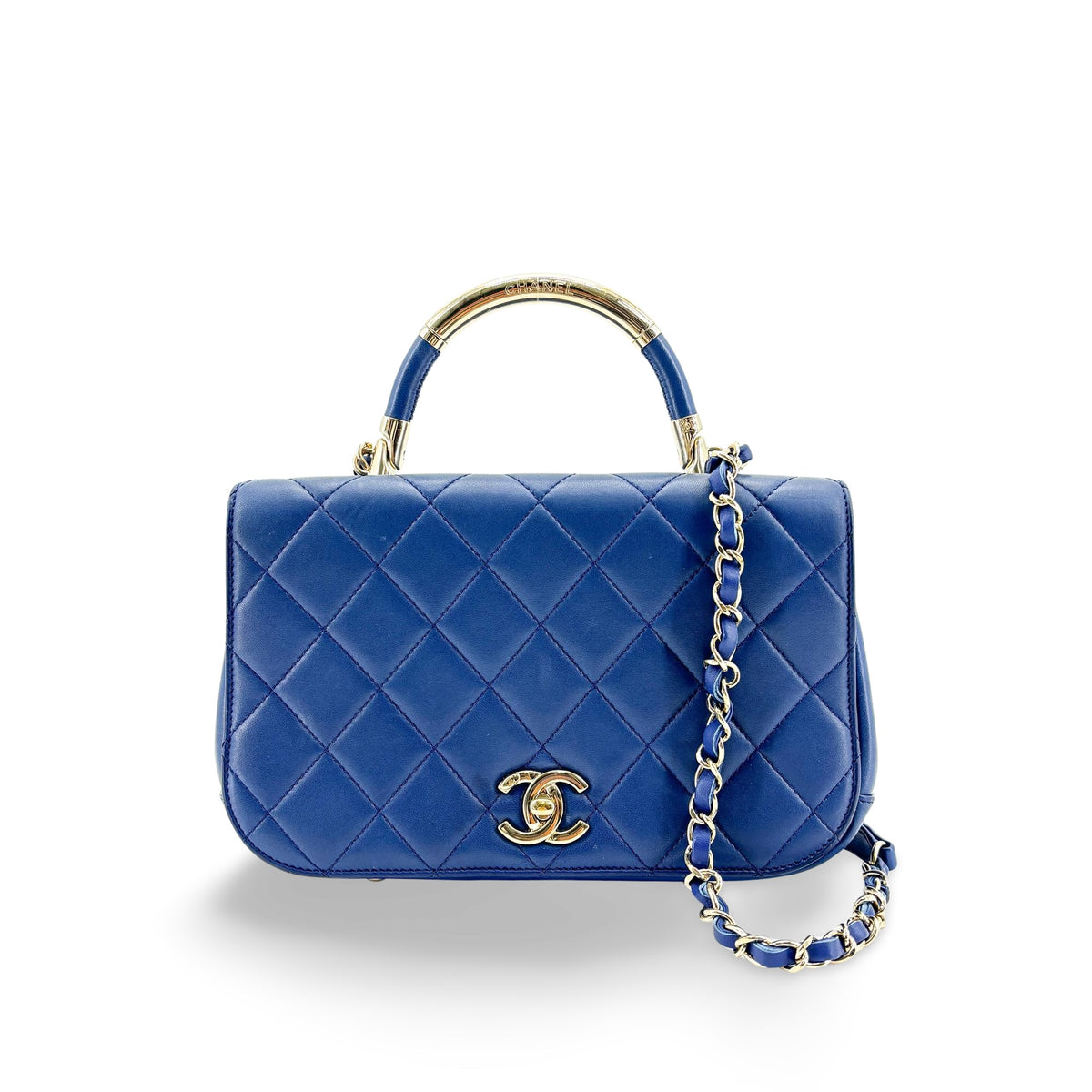 Chanel Carry Chic Flap Quilted Lambskin Blue Leather Shoulder Bag Bag (Pre-Owned)