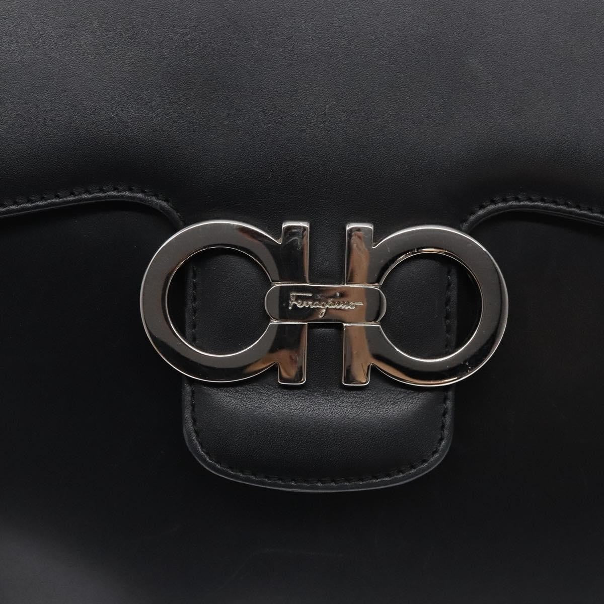 Salvatore Ferragamo Gancini Leather Black Leather Shoulder Bag Bag (Pre-Owned)