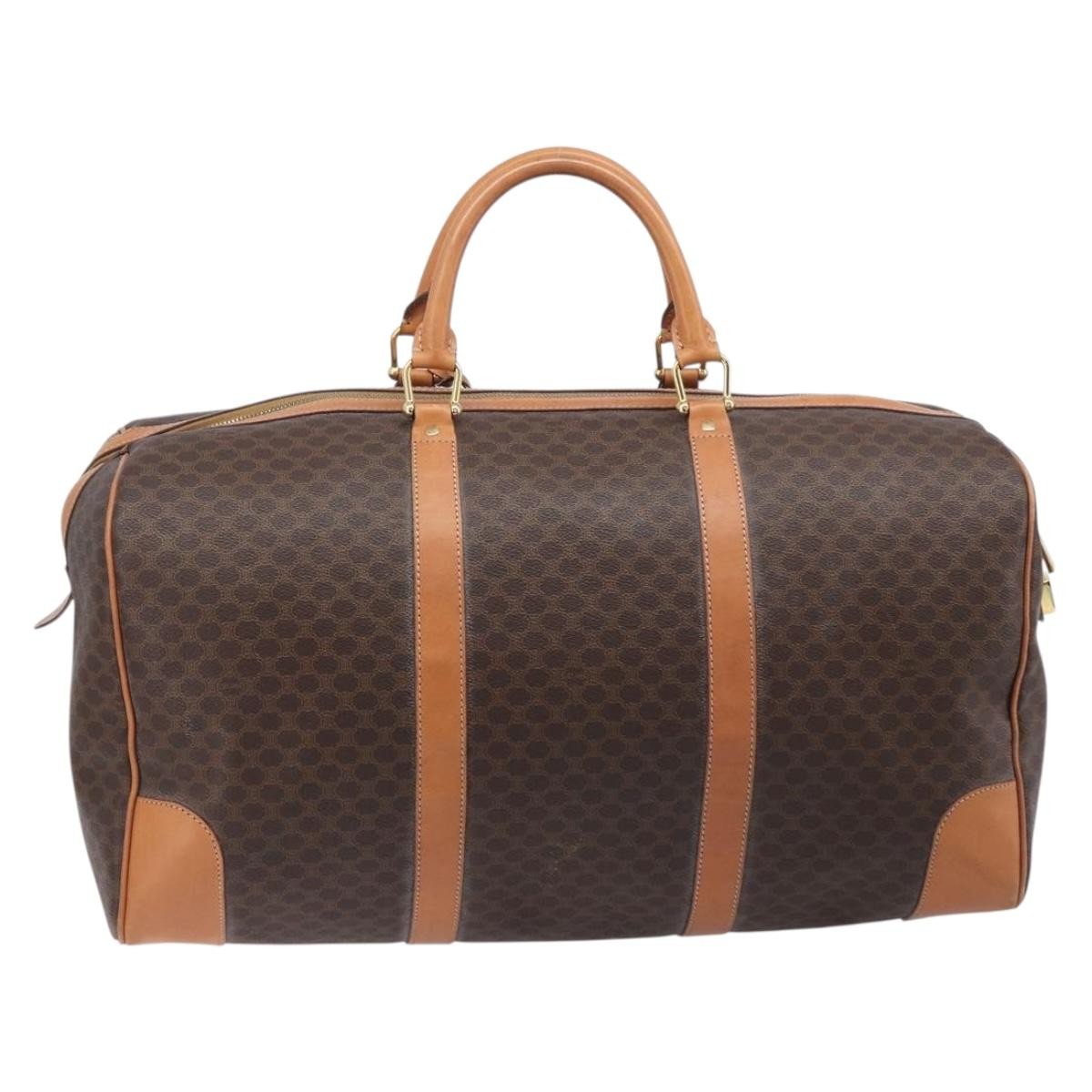 Celine Vintage Duffle Macadam Coated Canvas Brown Canvas Handbag (Pre-Owned)