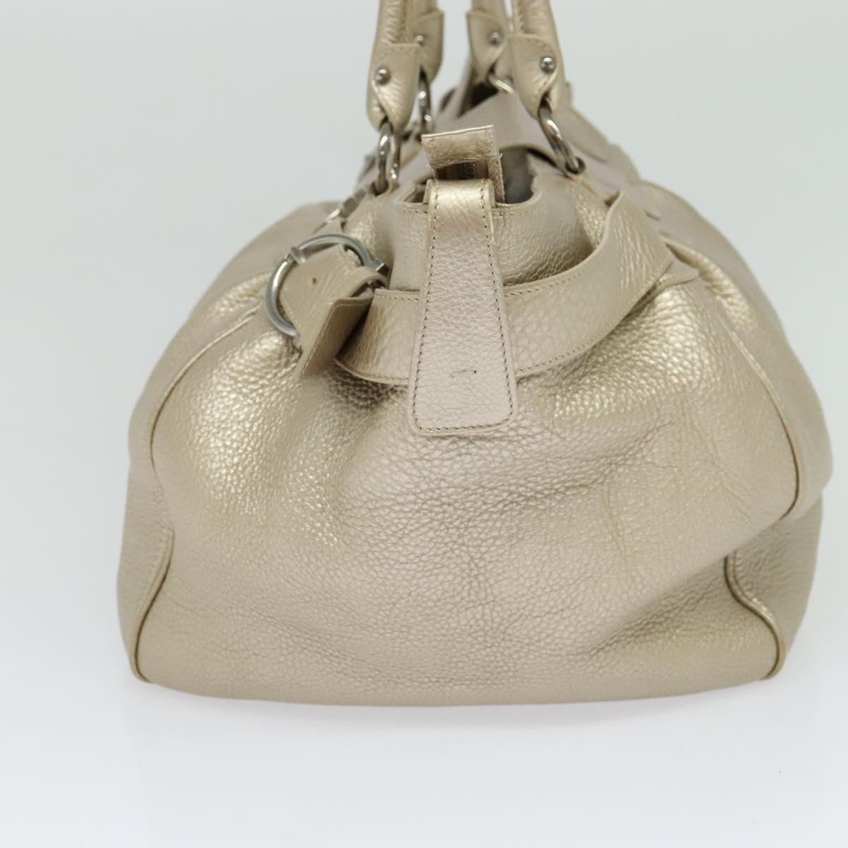 Salvatore Ferragamo Gancini Tote Leather Silver Leather Tote Bag Bag (Pre-Owned)
