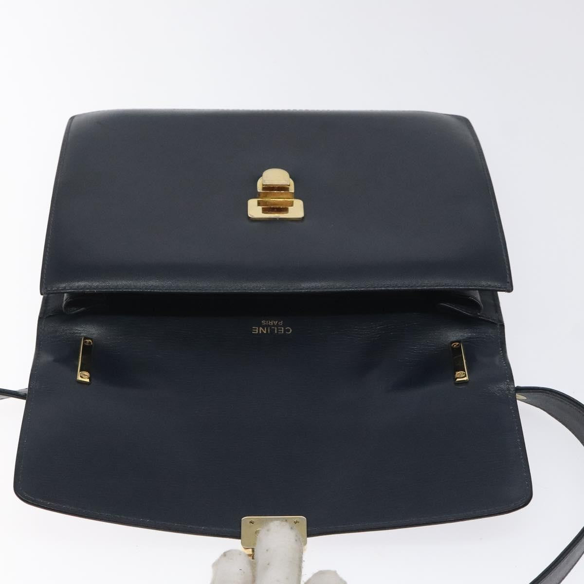 Celine Vintage Leather Navy Leather Shoulder Bag Bag (Pre-Owned)