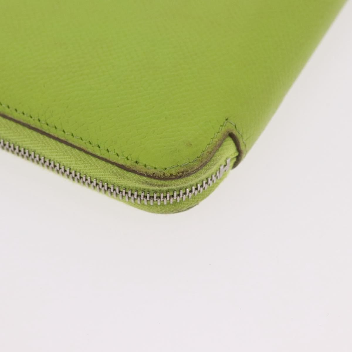 Hermes Azap Zip Around Wristlet Wallet With Lucky Strap Epsom Green Leather Wallets Accessory (Pre-Owned)