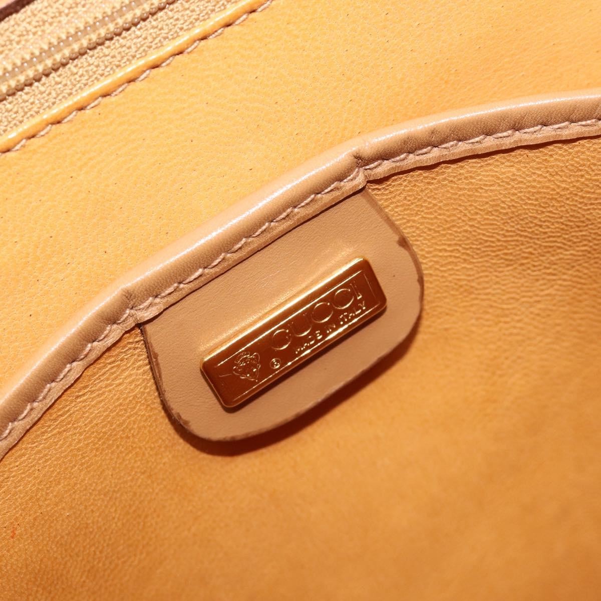 Gucci Vintage Lady Lock Top Handle Leather Beige Leather Handbag (Pre-Owned)