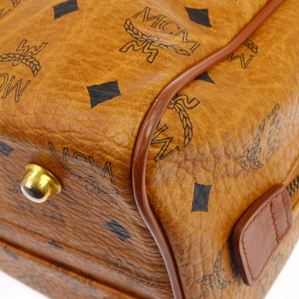 MCM Visetos Logogramme Leather Brown Leather Handbag (Pre-Owned)