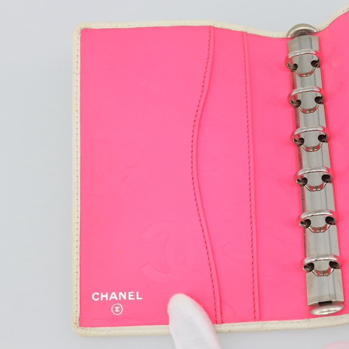 Chanel Cambon Zipped Pocket Quilted Lambskin White Leather Wallets Accessory (Pre-Owned)