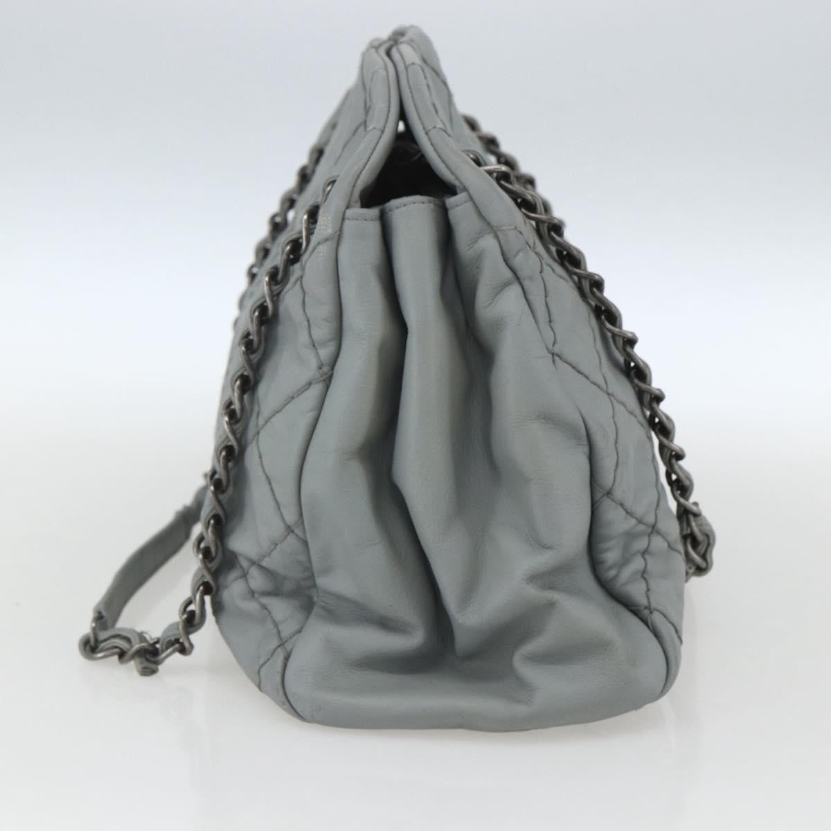Chanel Just Mademoiselle Quilted Leather Gray Leather Shoulder Bag Bag (Pre-Owned)