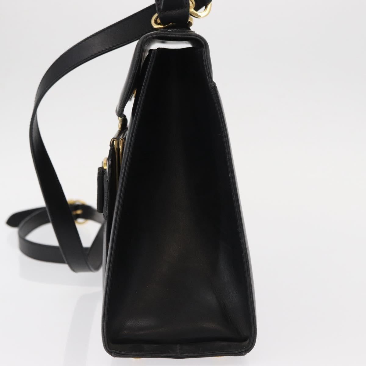 Salvatore Ferragamo Vintage Vara Bow Top Handle Leather Black Leather Handbag (Pre-Owned)