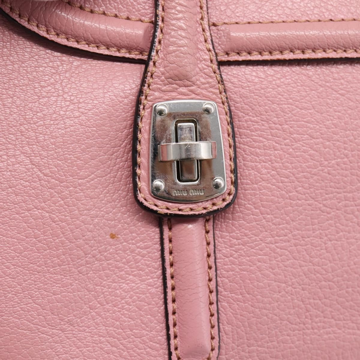 Miu Miu Beau Top Handle Leather Pink Leather Handbag (Pre-Owned)
