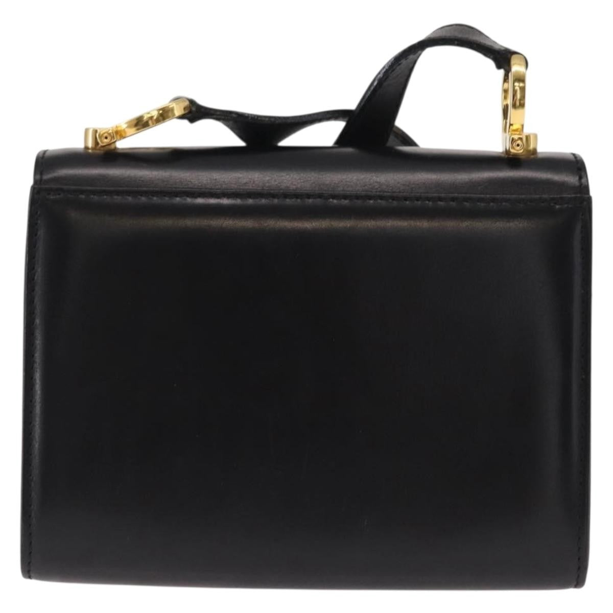 Salvatore Ferragamo Gancini Flap Leather Black Leather Shoulder Bag Bag (Pre-Owned)