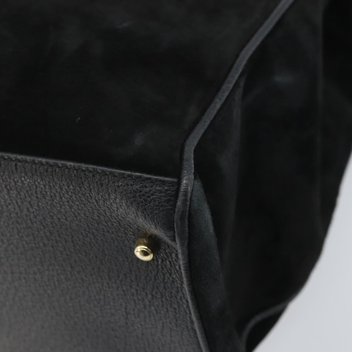 Gucci Bamboo Suede Black Suede Tote Bag Bag (Pre-Owned)