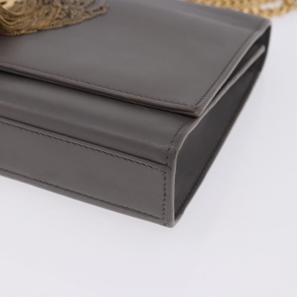 Saint Laurent Classic Monogram Tassel Leather Gray Leather Shoulder Bag Bag (Pre-Owned)