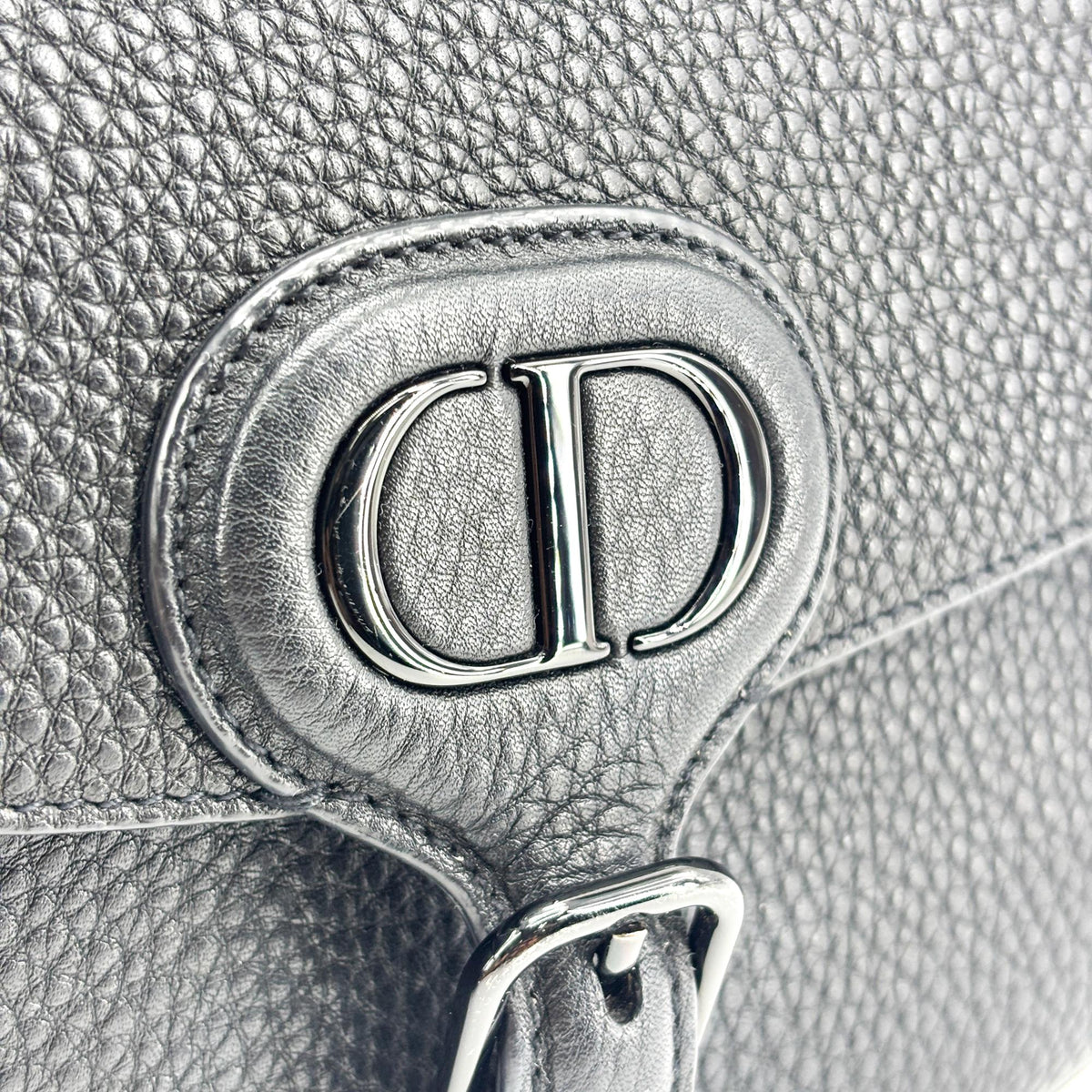 Christian Dior Bobby Flap Leather Black Leather Handbag (Pre-Owned)