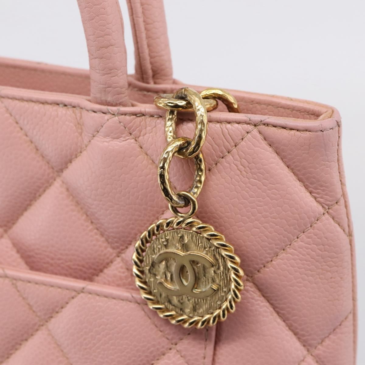 Chanel Medallion Quilted Caviar Pink Leather Tote Bag Bag (Pre-Owned)
