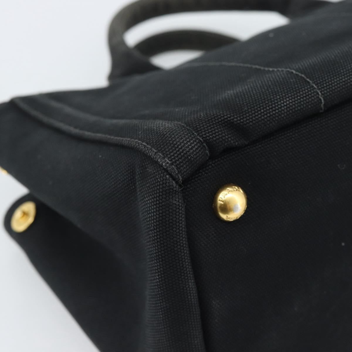 Prada Canapa Convertible Tote Rhinestone Embellished Canvas Black Canvas Handbag (Pre-Owned)