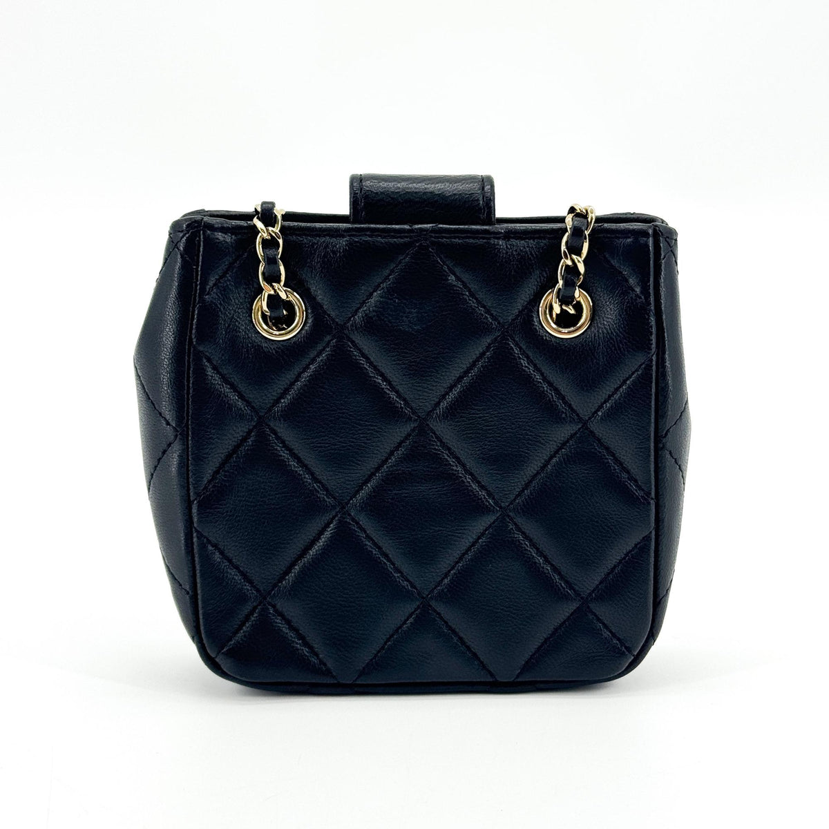 Chanel Cc Square Clutch With Chain Quilted Lambskin Black Leather Clutche & Pouche Bag (Pre-Owned)