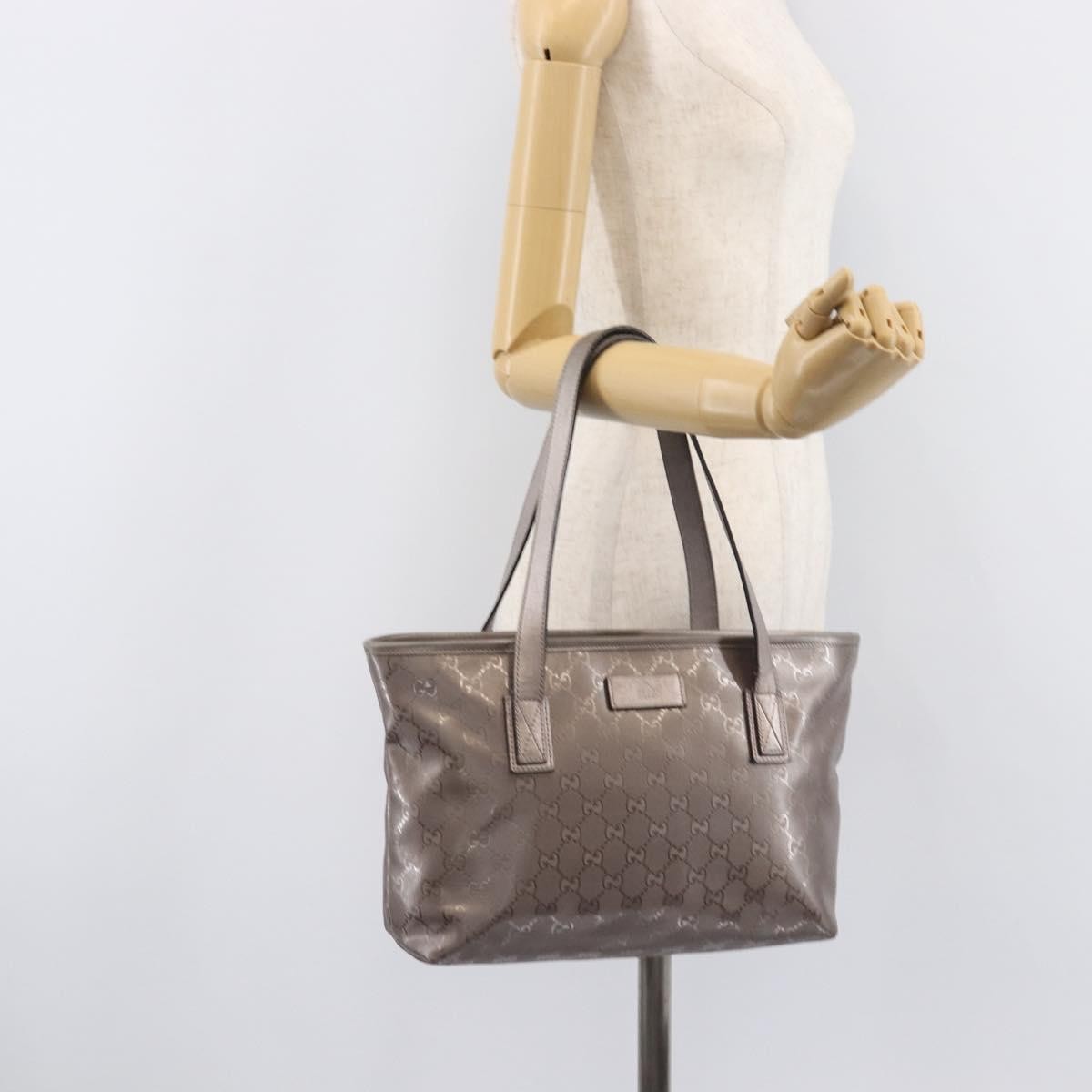 Gucci Tote Gg Imprime Silver Canvas Tote Bag Bag (Pre-Owned)