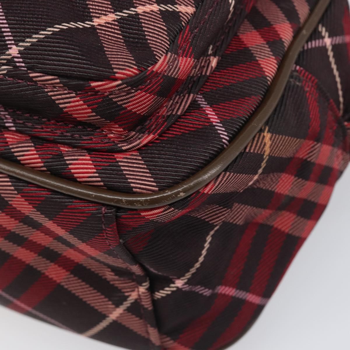 Burberry Nova Check Blue Label Nylon Burgundy Nylon Shoulder Bag Bag (Pre-Owned)