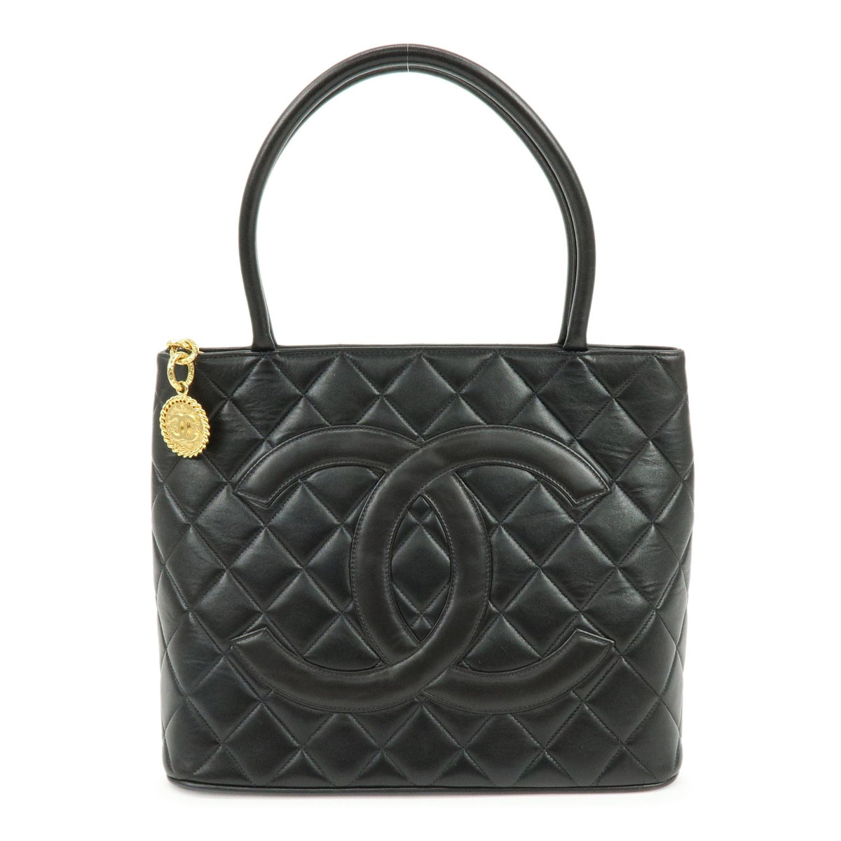 Chanel Medallion Quilted Caviar Black Calfskin Tote Bag Bag (Pre-Owned)