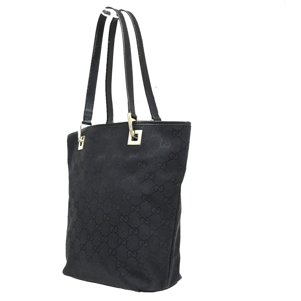 Gucci Vintage Bucket Shopping Gg Canvas Black Canvas Tote Bag Bag (Pre-Owned)