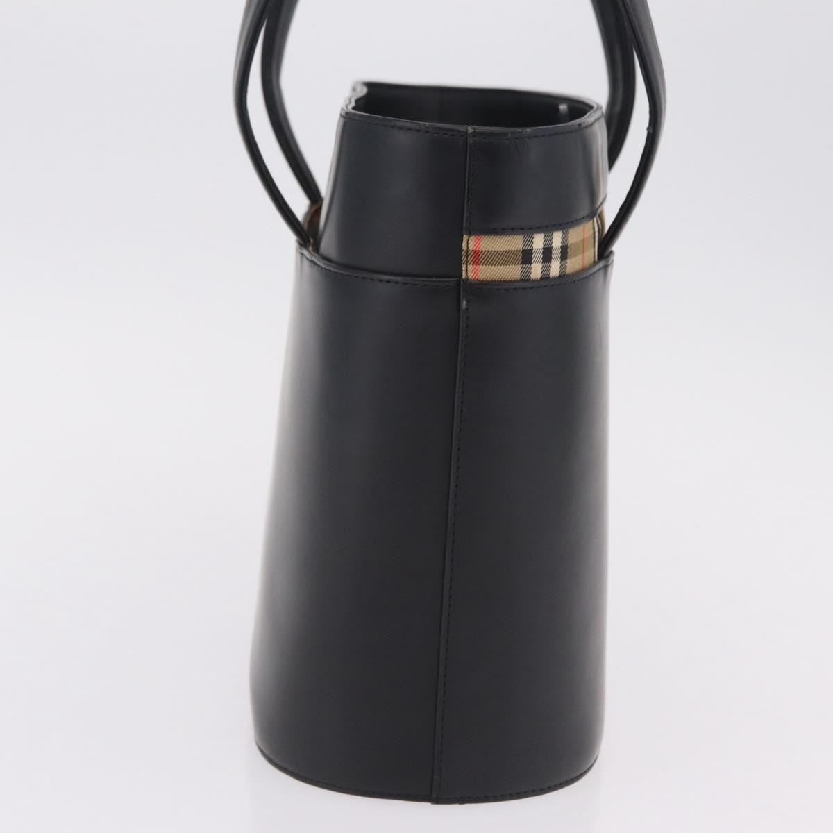 Burberry Nova Check Canvas And Leather Black Leather Handbag (Pre-Owned)
