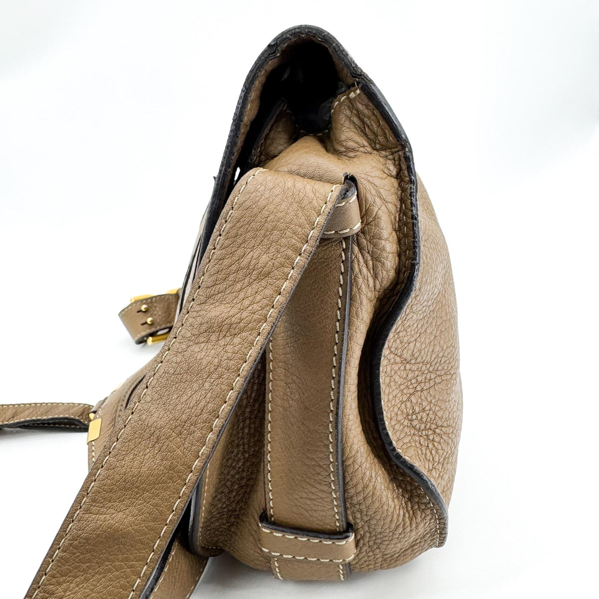 Chloe Marcie Saddle Leather Brown Leather Shoulder Bag Bag (Pre-Owned)