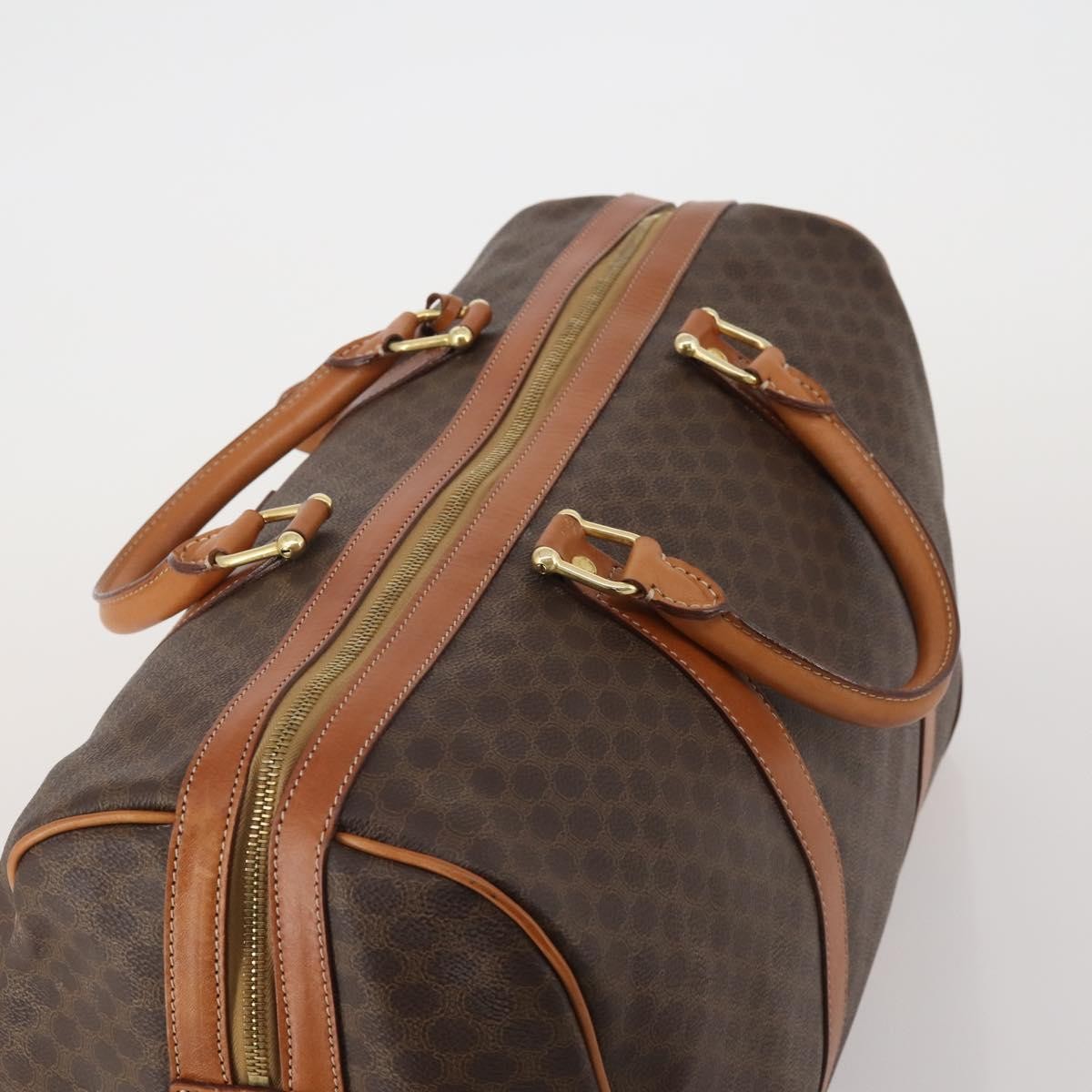 Celine Boston Triomphe Coated Canvas Brown Pvc Handbag (Pre-Owned)