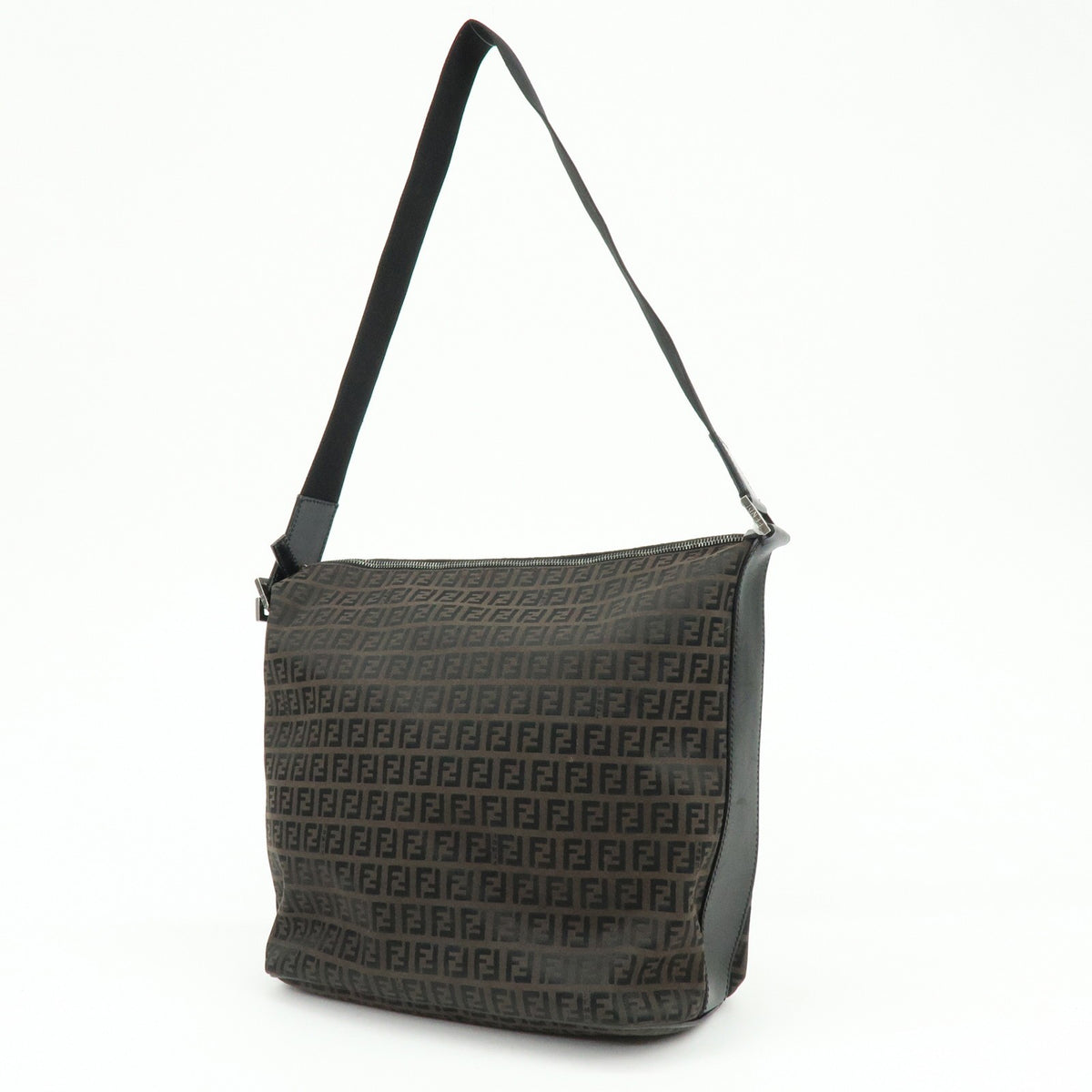 Fendi Shoulder Zucchino Canvas Brown Canvas Shoulder Bag Bag (Pre-Owned)