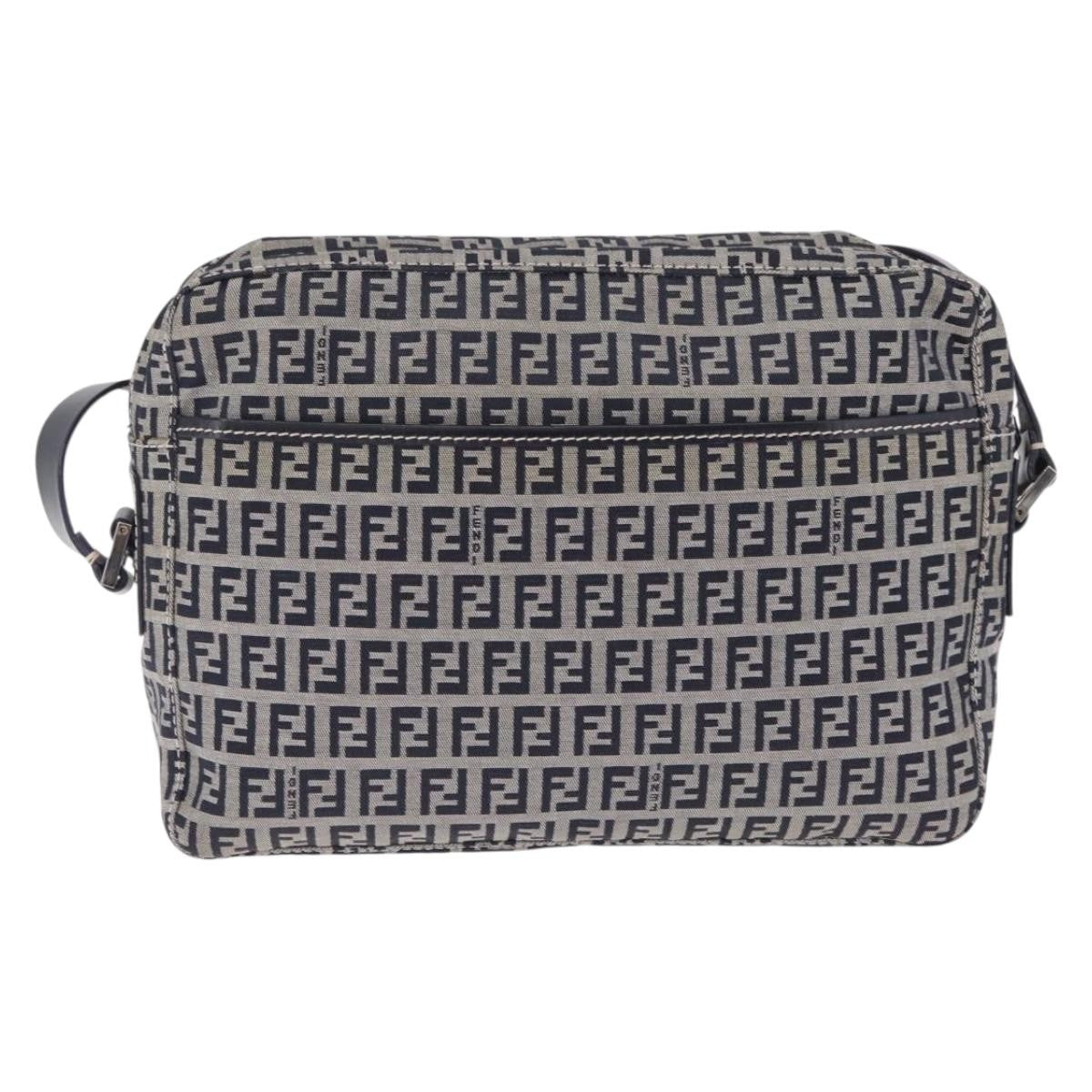 Fendi Shoulder Zucchino Canvas Navy Canvas Shoulder Bag Bag (Pre-Owned)