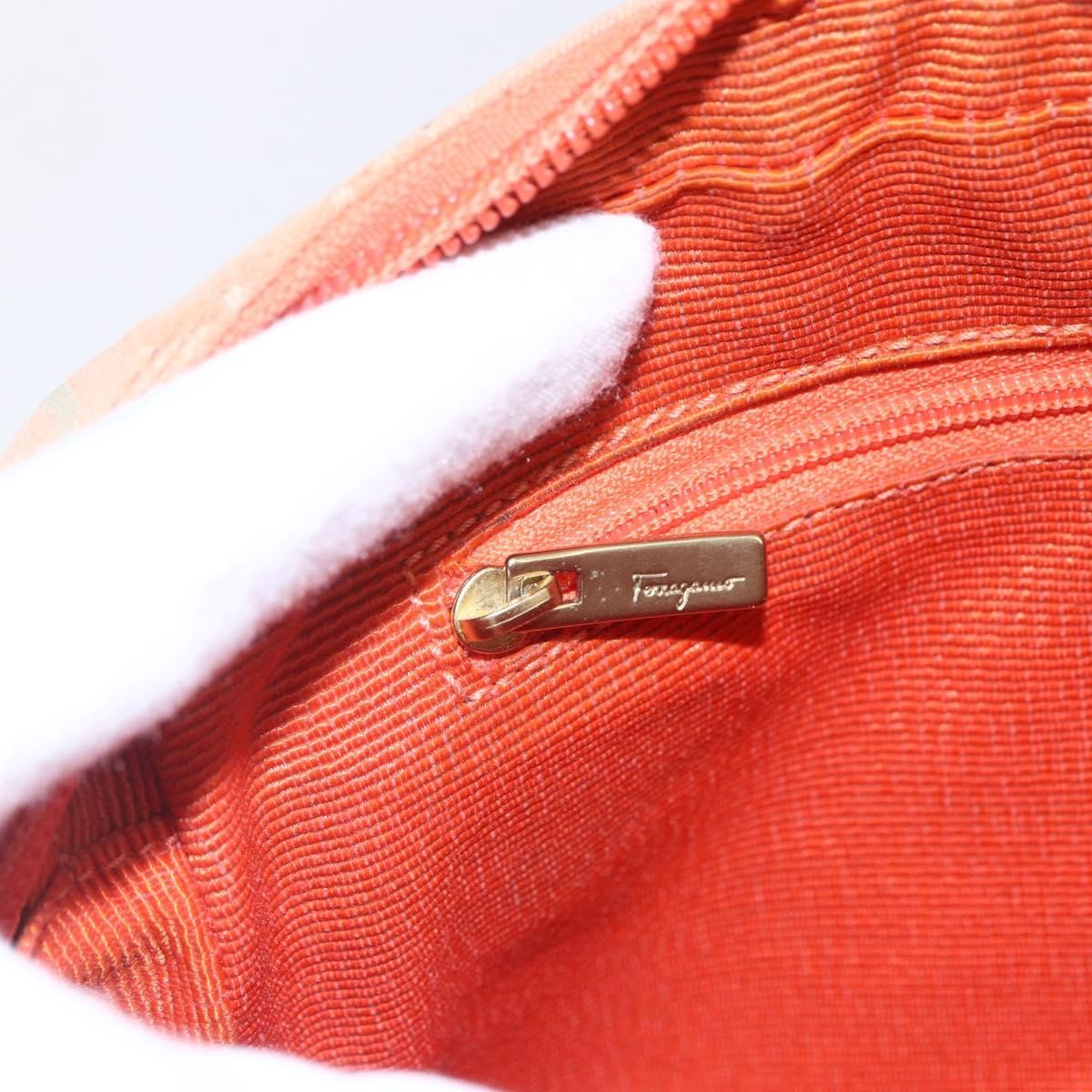 Salvatore Ferragamo Gancini Canvas Orange Canvas Shoulder Bag Bag (Pre-Owned)